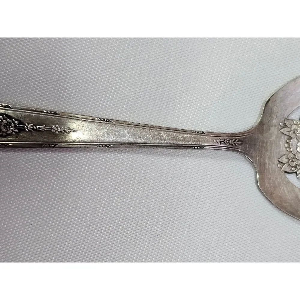 Vintage Community Plate Pierced Serving Spoon - Ornate Floral Pattern